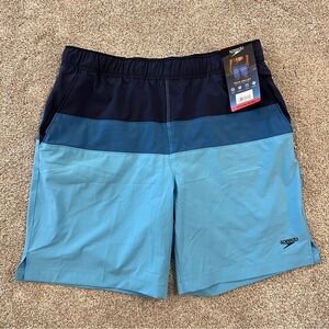 Speedo NWT Tech Volley Shorts Liner Men’s Size Medium 32/34 Blue Stretch Active
